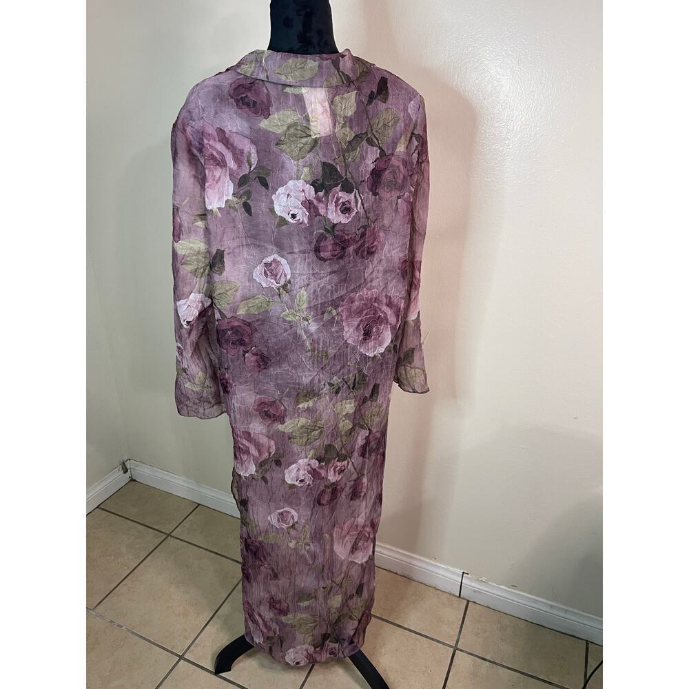midnight velvet Vintage Floral Jacket  Long Pink Cottagecore Rose size 16 - Picture 5 of 11